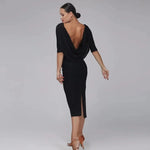 Women Backless Slit Black Latin Dance Dress Dancing Clothes Sexy Tango Costume Ball Gown Evening Party Dress - DancerInn - 26266166198455 - 26266166198455