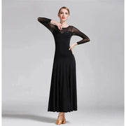 Women Gauze Stitching Sexy Design Party Dancing Ballroom Dance Dress Waltz Rumba Costume YL9004 - DancerInn