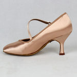 Women Classic Fresh Tan Satin High Heel Soft Outsole Ballroom Dance Shoes Modern Dance Standard Shoes - DancerInn - 23574927802551 - 23574927802551