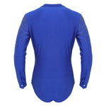 Men Stand Collar Shiny V-neck Dance Gymnastics Leotards Latin Ballroom Tango Rumba Dance Bodysuits - DancerInn - 26415571763383 - 26415571763383