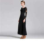 Women Hollow Lace Stitching Big Swing Party Dress Rumba Dance Costumes Waltz Dance Dresses Ballroom Gown - DancerInn - 26361759498423 - 26361759498423