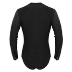 Men Stand Collar Shiny V-neck Dance Gymnastics Leotards Latin Ballroom Tango Rumba Dance Bodysuits - DancerInn - 26415571108023 - 26415571108023