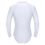 Men Stand Collar Shiny V-neck Dance Gymnastics Leotards Latin Ballroom Tango Rumba Dance Bodysuits - DancerInn - 26415571435703 - 26415571435703