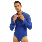 Men Stand Collar Shiny V-neck Dance Gymnastics Leotards Latin Ballroom Tango Rumba Dance Bodysuits - DancerInn - 26415571697847 - 26415571697847