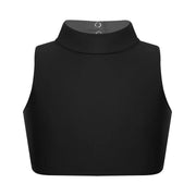 Girls Sleeveless Mock Neck Criss Cross Back Dance Crop Top Kid Dance Bra Tops - DancerInn