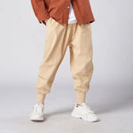 Men Solid Color Cotton Linen Jogger Trousers Streetwear Casual Harem Cargo Hip Hop Pants - DancerInn - 26416884449463 - 26416884449463