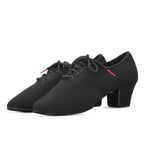 Women Non-slip Soft Sole Oxford Leather Heel 5cm Latin Ballroom Modern Dance Shoes Sports Teacher Dance Sneakers - DancerInn - 26449629511863 - 26449629511863