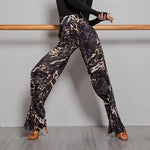 Black Dance Pants - Leopard Wide Leg Pants for Women Latin, Samba, Tango Performance - DancerInn Leopard 1 / L - 26449638621367 - 26449638621367