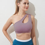 Women One Shoulder Dance Sports Top Crop Athletic Vest Gym Sports Bra Sportswear - DancerInn - 26386564776119 - 26386564776119