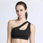 Women One Shoulder Dance Sports Top Crop Athletic Vest Gym Sports Bra Sportswear - DancerInn - 26386564972727 - 26386564972727