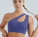 Women One Shoulder Dance Sports Top Crop Athletic Vest Gym Sports Bra Sportswear - DancerInn - 26386564841655 - 26386564841655