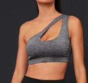 Women One Shoulder Dance Sports Top Crop Athletic Vest Gym Sports Bra Sportswear - DancerInn