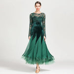 Women Hollow Lace Stitching Boat Neck Mermaid Dress Stage Dance Wear Latin Ballroom Dress Tango Costume Ball Gown - DancerInn - 26310083248311 - 26310083248311
