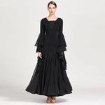 Women Perspective Ultra-thin Elegant Chiffon Yarn Waltzing Tango Dancing Dress Ballroom Costume - DancerInn - 26384151347383 - 26384151347383