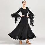 Women Perspective Ultra-thin Elegant Chiffon Yarn Waltzing Tango Dancing Dress Ballroom Costume - DancerInn - 26384151412919 - 26384151412919