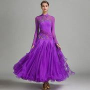 Women’s Rhinestone Standing Neck Ballroom Dance Competition Dresses YL7002 - DancerInn