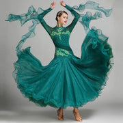 Women’s Rhinestone Standing Neck Ballroom Dance Competition Dresses YL7002 - DancerInn