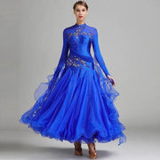 Women’s Rhinestone Standing Neck Ballroom Dance Competition Dresses YL7002 - DancerInn