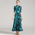 Women Leopard Short Sleeves Big A Hemline Spandex Latin Ballroom Dress Ball Gown Tango Costume YL7009 - DancerInn - 26343567261879 - 26343567261879