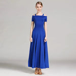 Women Off-Shoulder Hidden Zipper Short Sleeves Long Ballroom Dress Party Dress Spanish Dance Costume Ball Gown YL9003 - DancerInn - 26360047534263 - 26360047534263