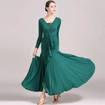 Women Lace Swallow-tailed Stitching Long Sleeves Standard Ballroom Dress Tango Costume Flamenco Dance Dresses Ball Gown - DancerInn - 26333415342263 - 26333415342263