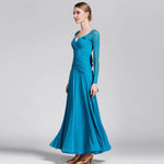 Women V-Neck Slim-fitting Pattern Tango Dress Waltz Dancing Clothing Evening Party Dress Ballroom Gown Rumba Costumes - DancerInn - 26360500388023 - 26360500388023