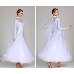 Women V-Neck Hidden Zipper Exquisite Decals Ballroom Dance Competition Dress For Waltz Dress Rumba Dance Costume - DancerInn - 26288701243575 - 26288701243575