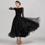 Women Boat Neck Imported Lace Stitching Slim-fitting Pattern Standard Dance Dress For Tango Costumes Evening Party YL1855 - DancerInn - 26263689855159 - 26263689855159