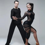 Women Tassel Velvet Stitching Hook Finger Sleeves Sexy Design Black Latin Dance Jumpsuits Ball Gown Pole Dance Clothing Salsa Costumes For Jazz - DancerInn - 26266207322295 - 26266207322295