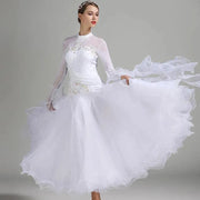Women’s Rhinestone Standing Neck Ballroom Dance Competition Dresses YL7002 - DancerInn