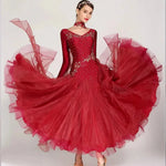 Women V-Neck Hidden Zipper Exquisite Decals Ballroom Dance Competition Dress For Waltz Dress Rumba Dance Costume - DancerInn - 26288701604023 - 26288701604023