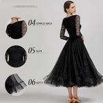 Women Boat Neck Imported Lace Stitching Slim-fitting Pattern Standard Dance Dress For Tango Costumes Evening Party YL1855 - DancerInn - 26263689953463 - 26263689953463