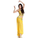 Women’s Chiffon Bandage Top and Tassel Coin Pants for Belly Dance - DancerInn - 26229461811383 - 26229461811383