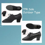 Women Non-slip Soft Sole Oxford Leather Heel 5cm Latin Ballroom Modern Dance Shoes Sports Teacher Dance Sneakers - DancerInn - 26449629905079 - 26449629905079