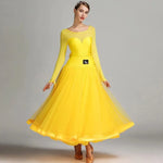 Women Lmitated Silk Fabric Gauze Stitching Women Ballroom Dress Waltz Dance Costume Evening Party Dress YL7007 - DancerInn - 26286560313527 - 26286560313527