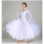 Women V-Neck Hidden Zipper Exquisite Decals Ballroom Dance Competition Dress For Waltz Dress Rumba Dance Costume - DancerInn - 26288701210807 - 26288701210807