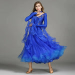 Women V-Neck Hidden Zipper Exquisite Decals Ballroom Dance Competition Dress For Waltz Dress Rumba Dance Costume - DancerInn - 26288701341879 - 26288701341879