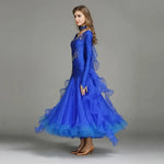 Women V-Neck Hidden Zipper Exquisite Decals Ballroom Dance Competition Dress For Waltz Dress Rumba Dance Costume - DancerInn - 26288701276343 - 26288701276343