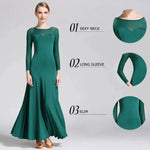 Women Gauze Stitching Sexy Design Party Dancing Ballroom Dance Dress Waltz Rumba Costume YL9004 - DancerInn - 26361799737527 - 26361799737527