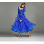 Women V-Neck Hidden Zipper Exquisite Decals Ballroom Dance Competition Dress For Waltz Dress Rumba Dance Costume - DancerInn - 26288701309111 - 26288701309111