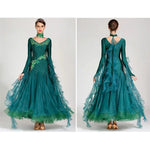 Women V-Neck Hidden Zipper Exquisite Decals Ballroom Dance Competition Dress For Waltz Dress Rumba Dance Costume - DancerInn - 26288701440183 - 26288701440183