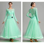Women Lmitated Silk Fabric Gauze Stitching Women Ballroom Dress Waltz Dance Costume Evening Party Dress YL7007 - DancerInn - 26286560149687 - 26286560149687