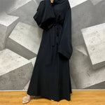 Stylish Hijab Dubai Abaya Long Dresses for Women with Sashes - DancerInn - 26400266027191 - 26400266027191