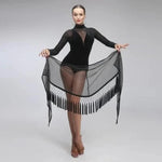 Woman Belly Dance Leopard Tassel Latin Dancing Lace Hip Scarf - DancerInn - 26266143522999 - 26266143522999