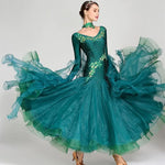 Women V-Neck Hidden Zipper Exquisite Decals Ballroom Dance Competition Dress For Waltz Dress Rumba Dance Costume - DancerInn - 26288701374647 - 26288701374647