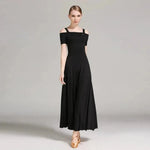 Women Off-Shoulder Hidden Zipper Short Sleeves Long Ballroom Dress Party Dress Spanish Dance Costume Ball Gown YL9003 - DancerInn - 26360046977207 - 26360046977207