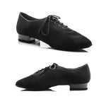 Men Black Modern Oxford Cloth Heel 25mm Square Dance Ballroom Latin BD Dance Shoes - DancerInn - 26431822397623 - 26431822397623
