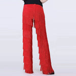 Women's Stretchable Multi-Layer Tassel Latin Dance Pants Fringe Dance Trousers - DancerInn - 26399233638583 - 26399233638583