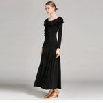 Women Layerd Back Ruffled Stitching Long Sleeves Ballroom Dress Standard Dance Clothing Stage Dance Wear - DancerInn - 26343726776503 - 26343726776503