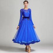 Women Lmitated Silk Fabric Gauze Stitching Women Ballroom Dress Waltz Dance Costume Evening Party Dress YL7007 - DancerInn